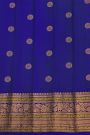 Gadwal Silk Royal Blue Saree With Florals And Buttis Body