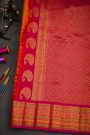 Gadwal Silk Mustard Yellow Saree With Florals And Leaves Jaal Border