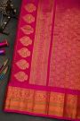 Gadwal Silk Bottle Green Saree With Florals And Buttis Body