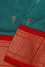 Narayanpet Silk Teal Blue Saree With Florals And Buttis Body