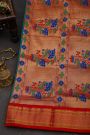 Narayanpet Silk Teal Blue Saree With Florals And Peacock Buttis Body