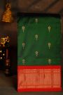 Narayanpet Silk Bottle Green Saree With Flower Buttis Body