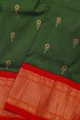 Narayanpet Silk Bottle Green Saree With Flower Buttis Body