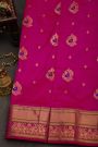 Narayanpet Silk Rani Pink Saree With Florals And Peacocks Buttis Body