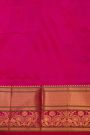 Narayanpet Silk Rani Pink Saree With Florals And Peacocks Buttis Body