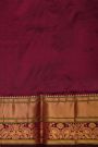 Narayanpet Silk Dark Wine Saree With Florals And Peacock Buttis Body