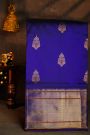 Narayanpet Silk Royal Blue Saree With Diamonds In Zari Border