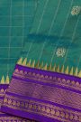 Narayanpet Silk Teal Green Saree With Florals And Buttis In Checks Body