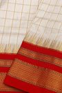 Narayanpet Silk Off White Saree With Diamonds In Zari Border