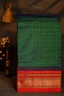 Narayanpet Silk Bottle Green Saree With Diamonds In Zari Border