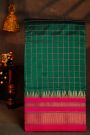 Narayanpet Silk Bottle Green Saree With Diamonds In Zari Border