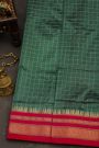 Narayanpet Silk Bottle Green Saree With Diamonds In Zari Border