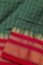 Narayanpet Silk Bottle Green Saree With Diamonds In Zari Border