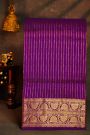 Narayanpet Silk Purple Saree With Florals And Leaves Jaal Border