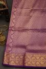 Narayanpet Silk Purple Saree With Florals And Leaves Jaal Border