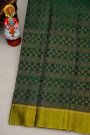 Coimbatore Silk Bottle Green Saree With All Over Florals And Zari Lines