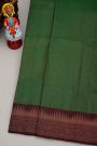 Coimbatore Silk Bottle Green Saree With Temple And Diamond Zari Border