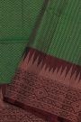 Coimbatore Silk Bottle Green Saree With Temple And Diamond Zari Border
