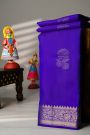 Coimbatore Silk Royal Blue Saree With Florals And Leaves Jaal Border