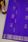 Coimbatore Silk Royal Blue Saree With Florals And Leaves Jaal Border