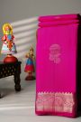Coimbatore Silk Rani Pink Saree With Florals And Leaves Jaal Border
