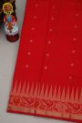 Coimbatore Silk Red Saree With Birds And Temple Design Border