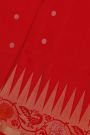 Coimbatore Silk Red Saree With Birds And Temple Design Border