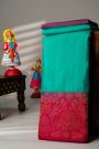 Coimbatore Silk Sea Green Saree With Florals And Birds Border