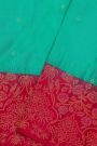 Coimbatore Silk Sea Green Saree With Florals And Birds Border