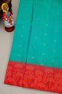 Coimbatore Silk Sea Green Saree With Florals And Leaves Border