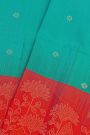 Coimbatore Silk Sea Green Saree With Florals And Leaves Border