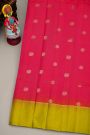 Coimbatore Silk Peach Pink Saree With Florals And Peacock Buttis Body