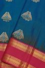 Coimbatore Silk Royal Blue Saree With Florals And Birds In Buttis Body