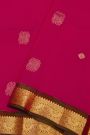 Coimbatore Silk Rani Pink Saree With Florals And Leaves Buttis Body