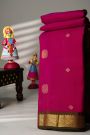 Coimbatore Silk Rani Pink Saree With Florals And Leaves Buttis Body