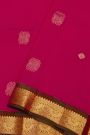 Coimbatore Silk Rani Pink Saree With Florals And Leaves Buttis Body