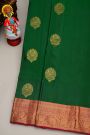 Coimbatore Silk Bottle Green Saree With Florals And Leaves Jaal Border
