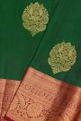 Coimbatore Silk Bottle Green Saree With Florals And Leaves Jaal Border