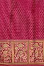 Kancheepuram Silk Sky Blue Saree With Florals And Leaves In Checks Body
