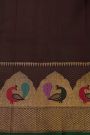 Kancheepuram Silk Grey Saree With Multi Colour Peacocks Border