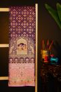 Kancheepuram Tissue Violet Saree With Florals Swans And Human Motifs Meenakari Border