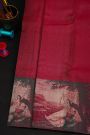 Kancheepuram Silk Wine Colour Saree With Florals And Human Motifs Border