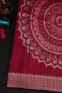 Kancheepuram Silk Wine Colour Saree With Florals And Human Motifs Border