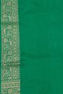 Banarasi Silk Leaf Green Saree With Florals And Leaves Jaal Border