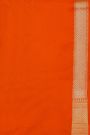 Banarasi Silk Orange Saree With Florals And Leaves Jaal Border
