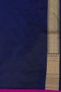 Banarasi Silk Navy Blue Saree With Florals In Zari Border