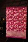 Banarasi Silk Rose Pink Saree With Zig-Zag Lines Border