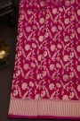 Banarasi Silk Rose Pink Saree With Zig-Zag Lines Border