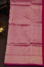 Banarasi Silk Rose Pink Saree With Zig-Zag Lines Border