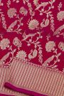 Banarasi Silk Rose Pink Saree With Zig-Zag Lines Border